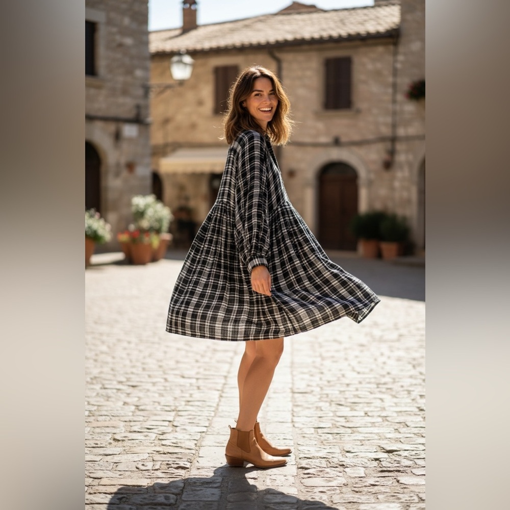 NWT Free People Plaid Babydoll Dress | Size S | $148 MSRP